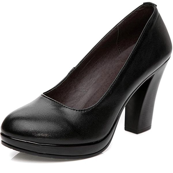 

dress shoes 2021 spring waterproof platform women's thick with high heels black work fashion wild professional