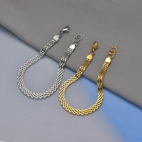 

link, chain trendy 6mm wide square mesh bracelet stainless steel gold sliver color couple bangles for woman man party jewelry gifts, Black