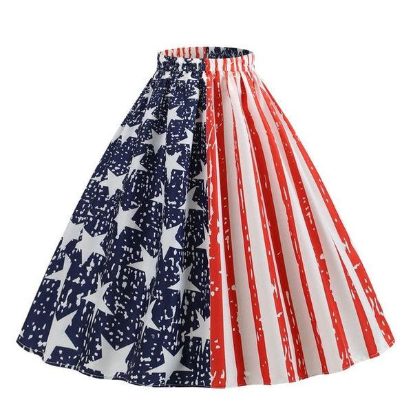 

skirts summer sweet american elegant party blue women mini dresses vintage lady aline star stripe pleated print female fashion skirt, Black