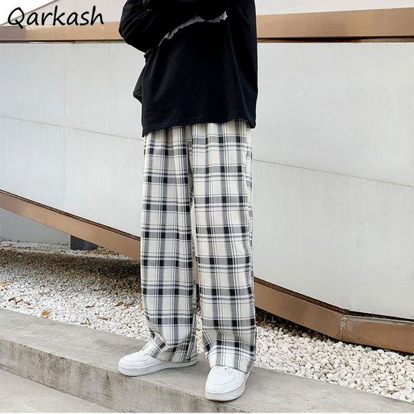 

women's pants & capris hip hop women loose all-match summer pockets drawstring quality couple fashion streetwear college plaid oversi, Black;white