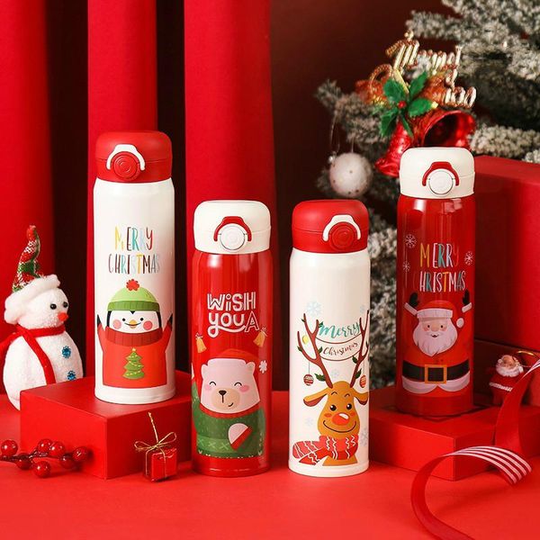 

water bottles 1pc christmas mug cartoon 304 stainless steel cup lovers men and women student drinkware vacuum flasks thermoses