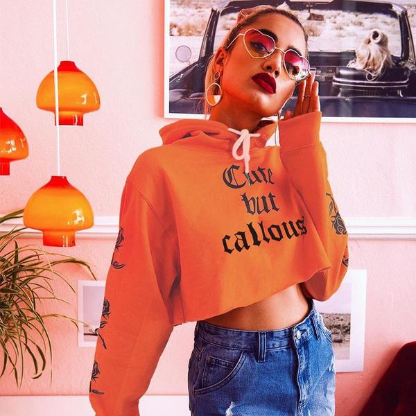 

women's hoodies & sweatshirts heyouthoney 2021 autumn winter orange harajuku letter rose print casual loose long sleeve women pull, Black