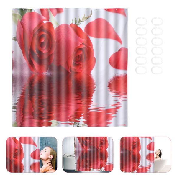

shower curtains 1 set waterproof curtain bath drapery rose pattern partition