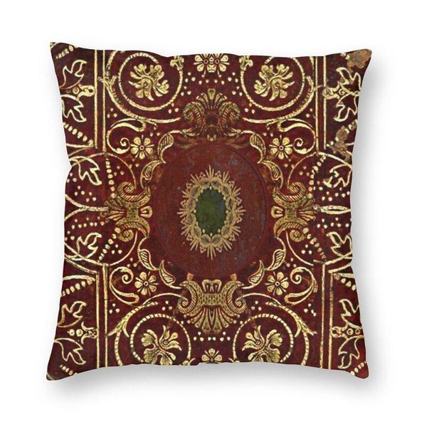 

cushion/decorative pillow elizabethan style gilded leather book cushion cover sofa home decor vintage floral textures square case 40x40