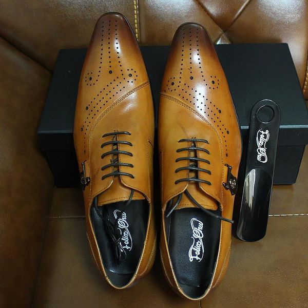

dress shoes men leather 2021 italian designer mens oxford lace up poninted toe wedding business fromal for1, Black