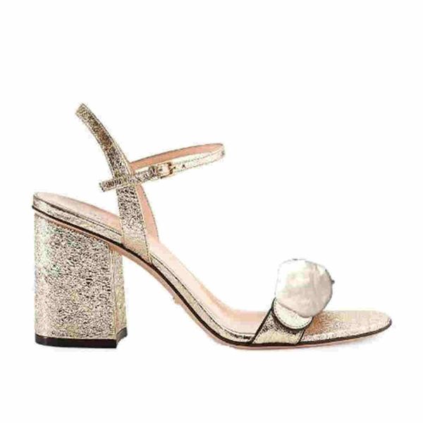 

luxury new high heel women's sandals adjustable ankle with gold tone hardware 7.5cm leather sandals 60% off store online, Black
