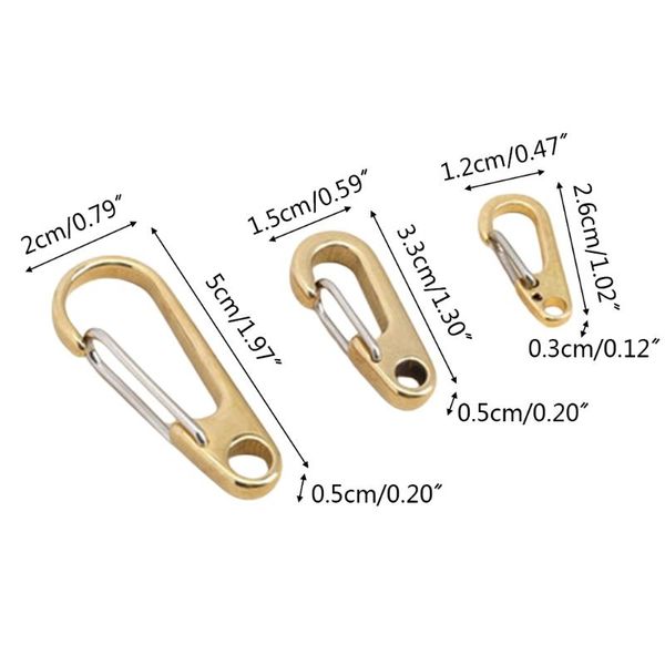 

keychains pure brass split key curtain clasp keychain d ring shape strap carabiners clips decoration outdoor applications sports, Silver