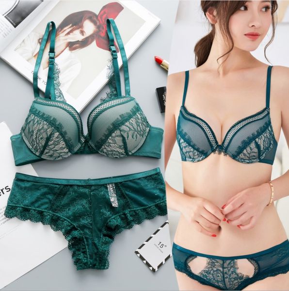 

8935# vitol same lace gathered underwear bra suit, Black;white