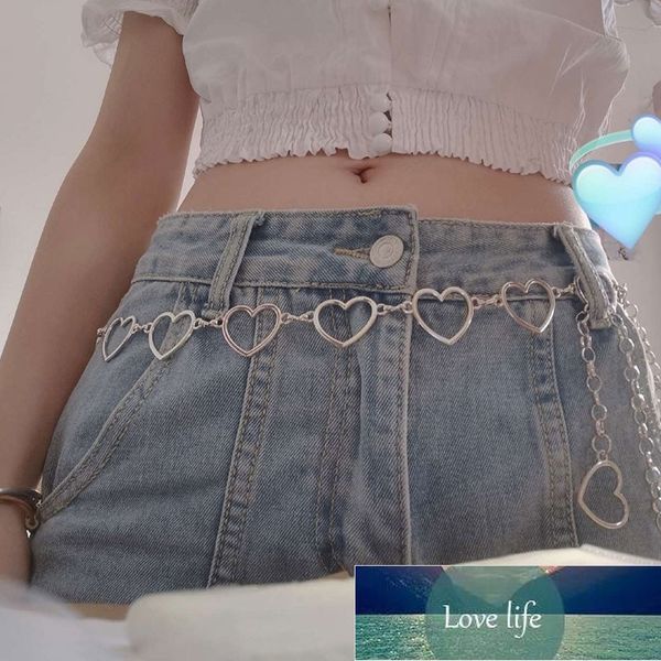 

ladies fashion simple metal hollow peach heart character buckle body chain retro temperament all-match waist chain factory price expert desi, Black;brown