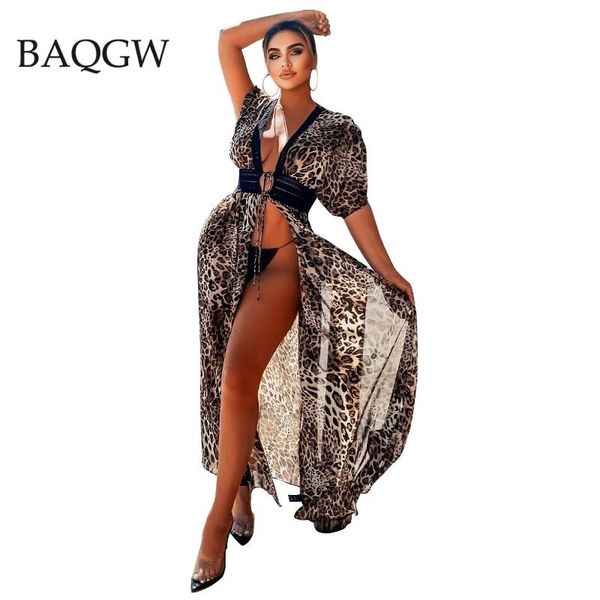 

women's swimwear chiffon blouse leopard print beach cover up dress high waist cut out lace swimsuit skirt beachwear s-xxl, White;black