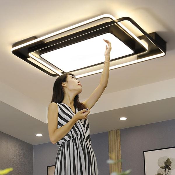 

modern led ceiling lights with remote dimmable square rectangle lighting black lamps for living room bedroom kitchen