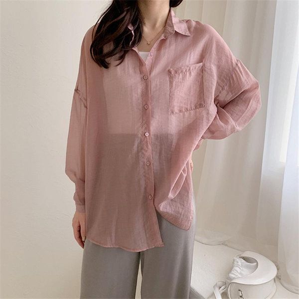 

women's blouses & shirts women 2021 minimalist chic thin solid summer all match large size fresh loose stylish casual, White