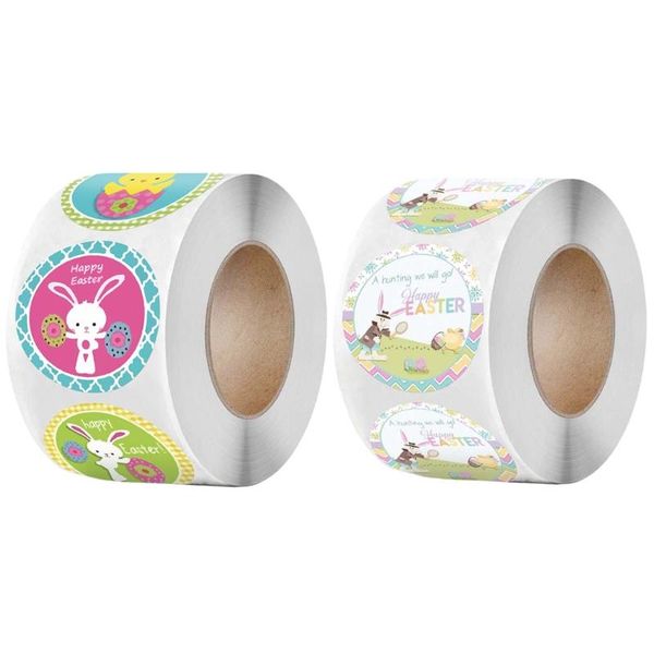 

500pcs/roll happy easter stickers self adhesive envelopes seal label decal party gift packing bag box decorations wrap