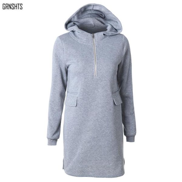 

casual dresses for women autumn winter long-sleeved sweater loose hooded warm zipper black straight sweatshirt 2021 sportwear, Black;gray