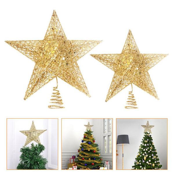 

christmas decorations 2pcs exquisite iron ornaments tree stars decors (golden)