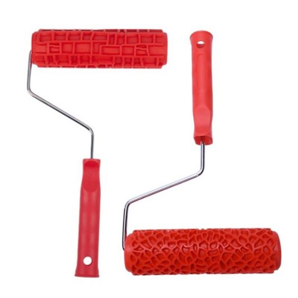 

2pcs 7inch embossed painting roller with plastic handle for wall decor - eg317t-stone & eg319t storage boxes bins