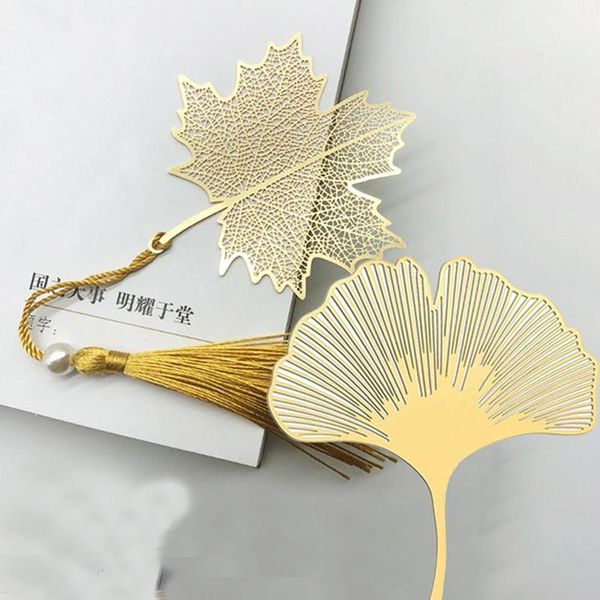 

vein tasseled leaf bookmarks golden color metal index teacher gift mark page creative office supply novelty stationery bookmark