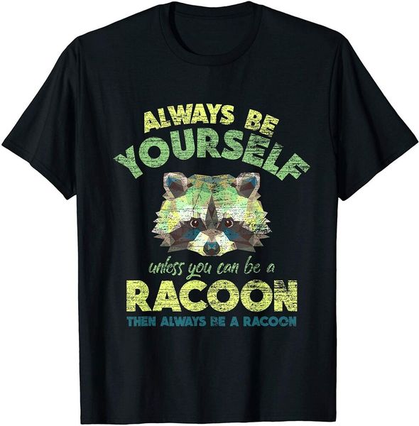 

always be a racoon t-shirt boy mens t-shirt, White;black