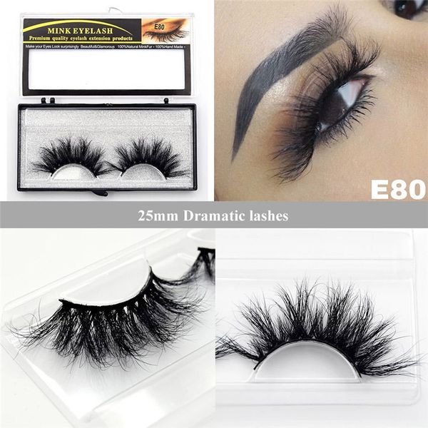 

25mm eyelashes 3d mink lashes handmade full strip lash crisscross dramatic volume e80 false eyelash vendor2179792