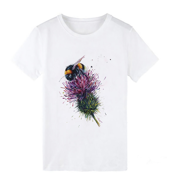 

women's t-shirt 2021 cute t shirt women print plant bee flower short sleeve 90s womens graphic ladies female tee drop ship, White
