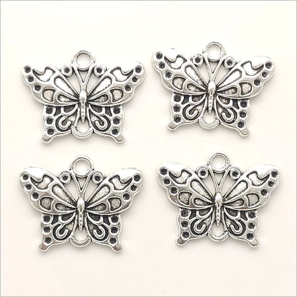 

lot 100pcs butterfly connector antique silver charms pendants jewelry diy for necklace bracelet earrings retro style 20*25mm dh0640, Bronze;silver