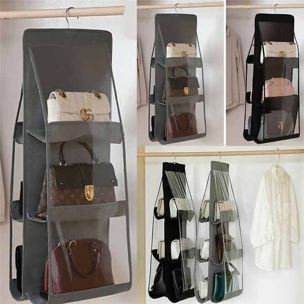 

duffel bags 6 pocket folding hanging large handbag purse storage holder anti-dust travel organizer