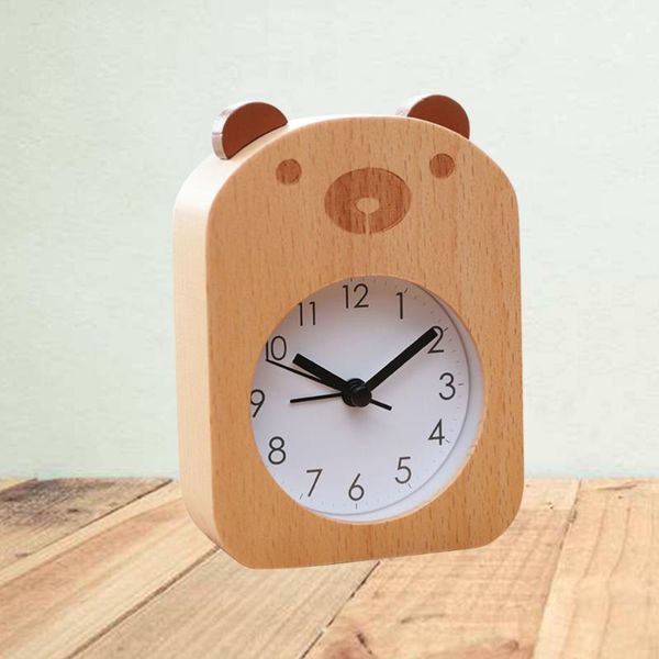 

beech table clock bear pattern mute alarm creative mechanical for student worker without battery desk & clocks