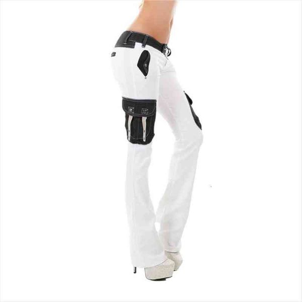 

y2k white low waist rise pants women vintage autumn spring stitching pockets trousers fashion harajuku baggy pants 90s aesthetic, Black;white