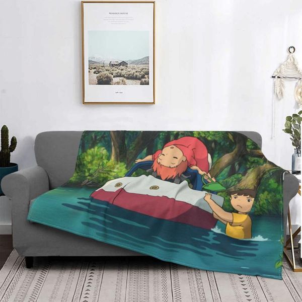 

blankets ponyo on the cliff sosuke fantasy cartoon blanket flannel decoration walk in water portable home bedspread