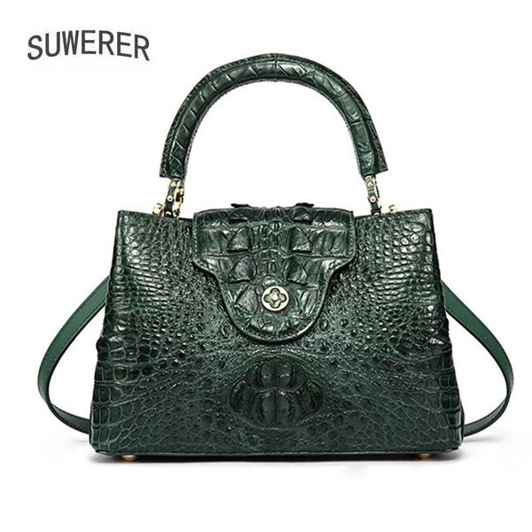 

luxury designer women genuine leather bag real crocodile tote sac de luxe femme women's handbags evening bags