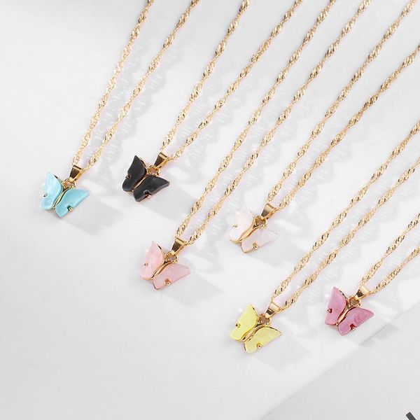 

pendant necklaces fashionably cute butterfly necklace with acrylic color and sweet joker collarbone chain as a jewelry gift for women, Silver