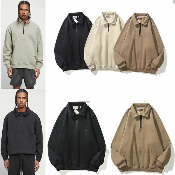 

winter hoodies half-zip stand collar sweatshirt men women quality hoodie crewneck streetwear designer mens designer, Black