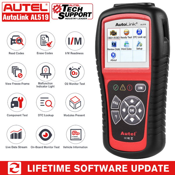 

code readers & scan tools autel autolink al519 auto diagnostic tool obd2 scanner car fault reader one-click i/m readiness upgrade version of
