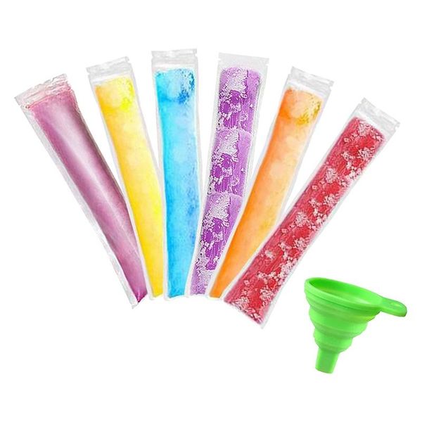 

popsicle molds, 160 disposable ice molds,with zip seals, diy bags for yogurt candy,comes with 1 funnel(11x2in) baking moulds
