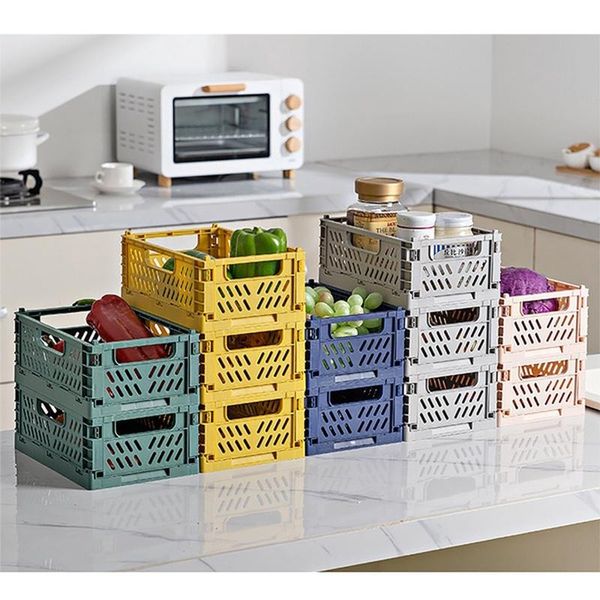 

storage baskets folding crate box stackable home kitchen warehouse basket deskcosmetic container sundries fruit toys bin