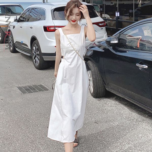 

women hollow out zipper ball gown long dress square collar neck sleeveless fashion tide spring summer 2f0250 210507, Black;gray