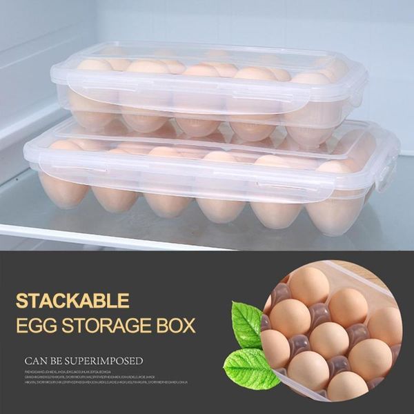 

grids egg storage box with lid kitchen refrigerator container holder household rack anti-fall plastic fresh-keeping tray d6h5 bottles & jars