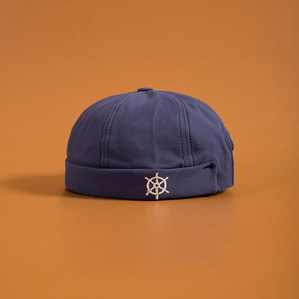 

beanies men women skullcap sailor cap simple embroidery winter rolled cuff bucket brimless hat solid color adjustable cotton hats