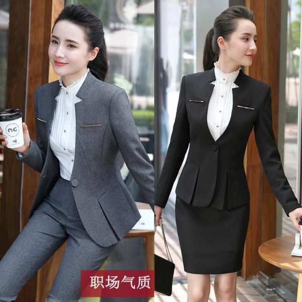 

women's suits & blazers long sleeve professional wear 2021 self-cultivation suit, skirt, and beautician's workwear, White;black