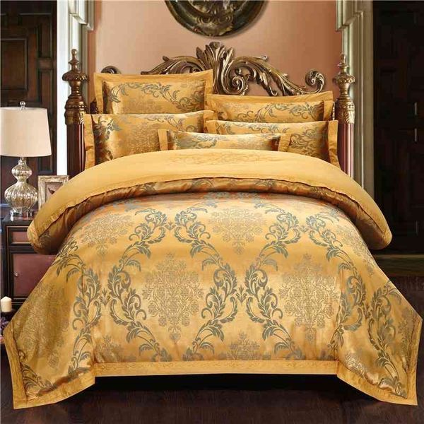 

ropa cama gold luxury bedding embroidery duvet cover set cotton bed fitted sheet  king size parure de lit