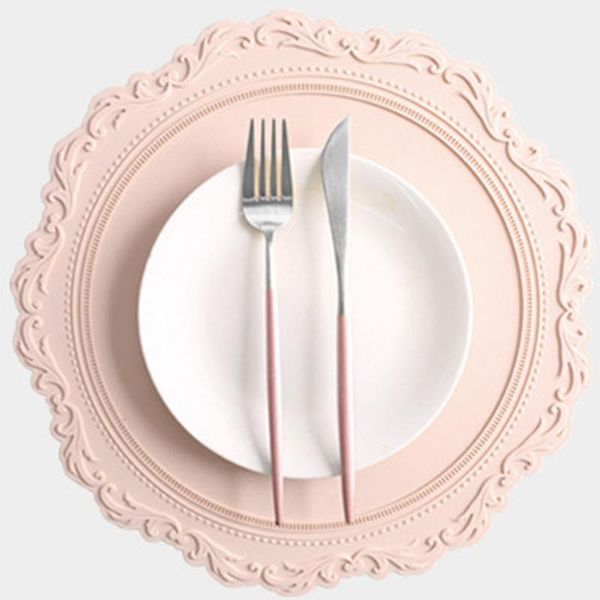 

mats & pads 34cm silicone flower placemat tableware oil resistant heat insulation non-slip tablemat kitchen washable cup pad