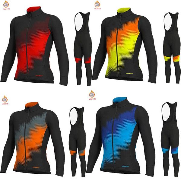 

racing sets winter thermal fleece cycling jersey set 2021 man outdoor riding mtb ropa ciclismo long sleeves bike clothing warm, Black;blue