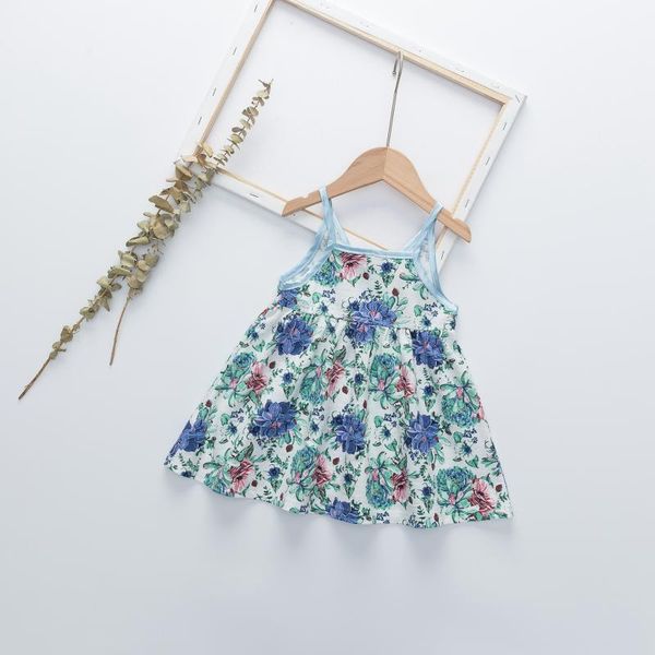 

girl's dresses baby summer clothing infant born girl v neck floral dress spaghetti casual gown 3m-3t, Red;yellow