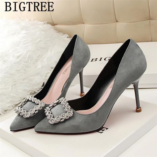 

pumps for women bigtree shoes wedding heels dress rhinestone luxury designers sexy, Black