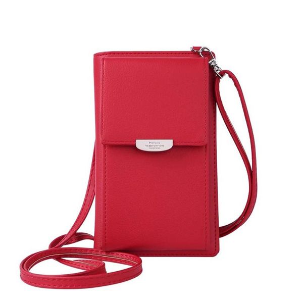 

wallets lightweight card zipper pu mini crossbody fabala shoulder bag multi-functional, Red;black