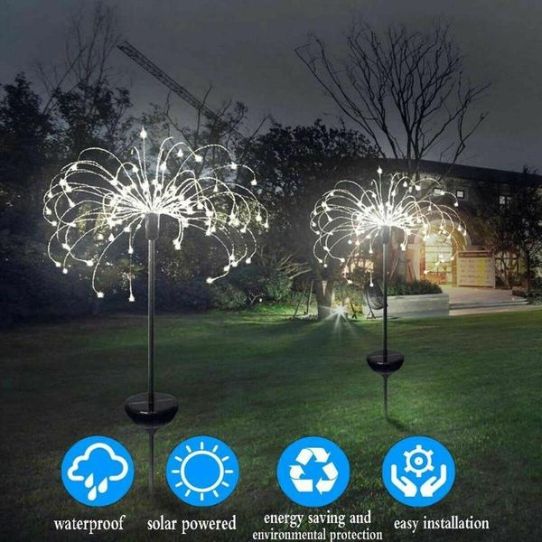 

/ 4pcs solar 90/120 150led starburst light garden plant path fairy christmas white warm color party decoration