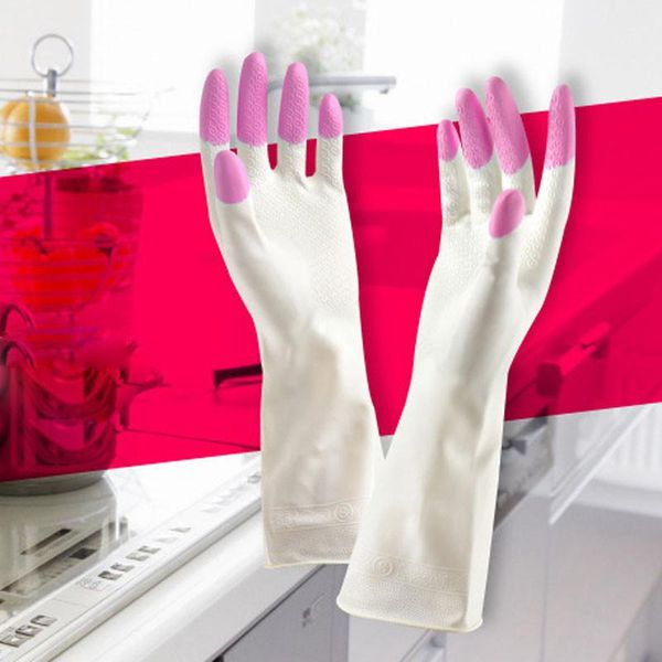 

disposable gloves washing rubber laundry waterproof brush durableadd velvet padded kitchen cleaning household latex dishes