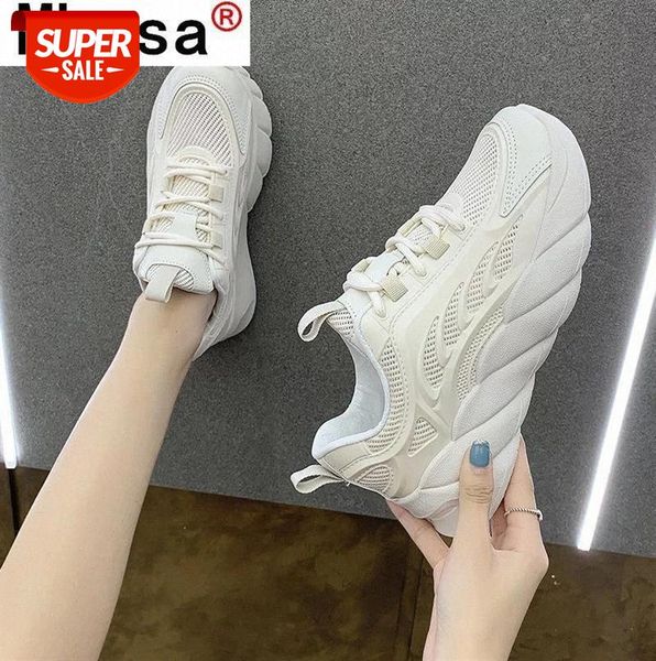 

new women shoes 2021 spring women's vulcanized lace up platform sneakers fashion mesh breathable casual #qj6t