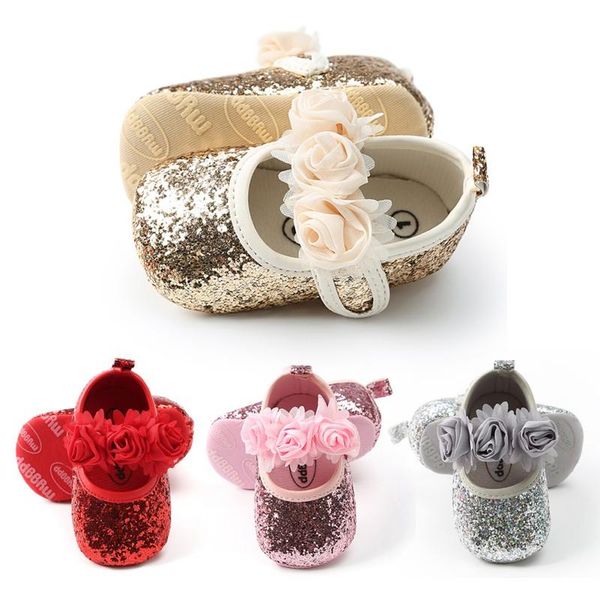 

first walkers born baby walker shoes fashion sequins lace flower girl anti-slip soft sole bottom walking princess