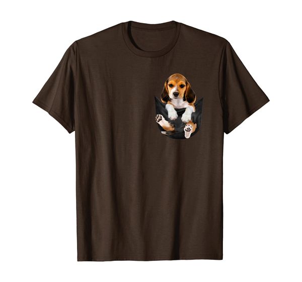 

beagle in pocket t-shirt dog lover, cute, gift, funny, White;black